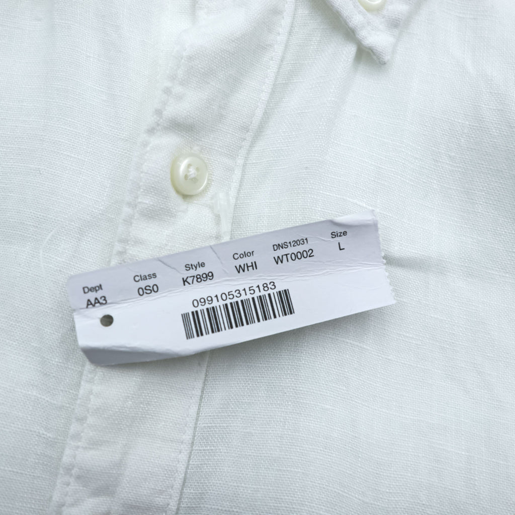 J.CREW リネンシャツ IRISH LINEN ボタンダウンシャツ L ホワイト 麻 100% 胸ポケット SLIM FIT 未使用品 K7899