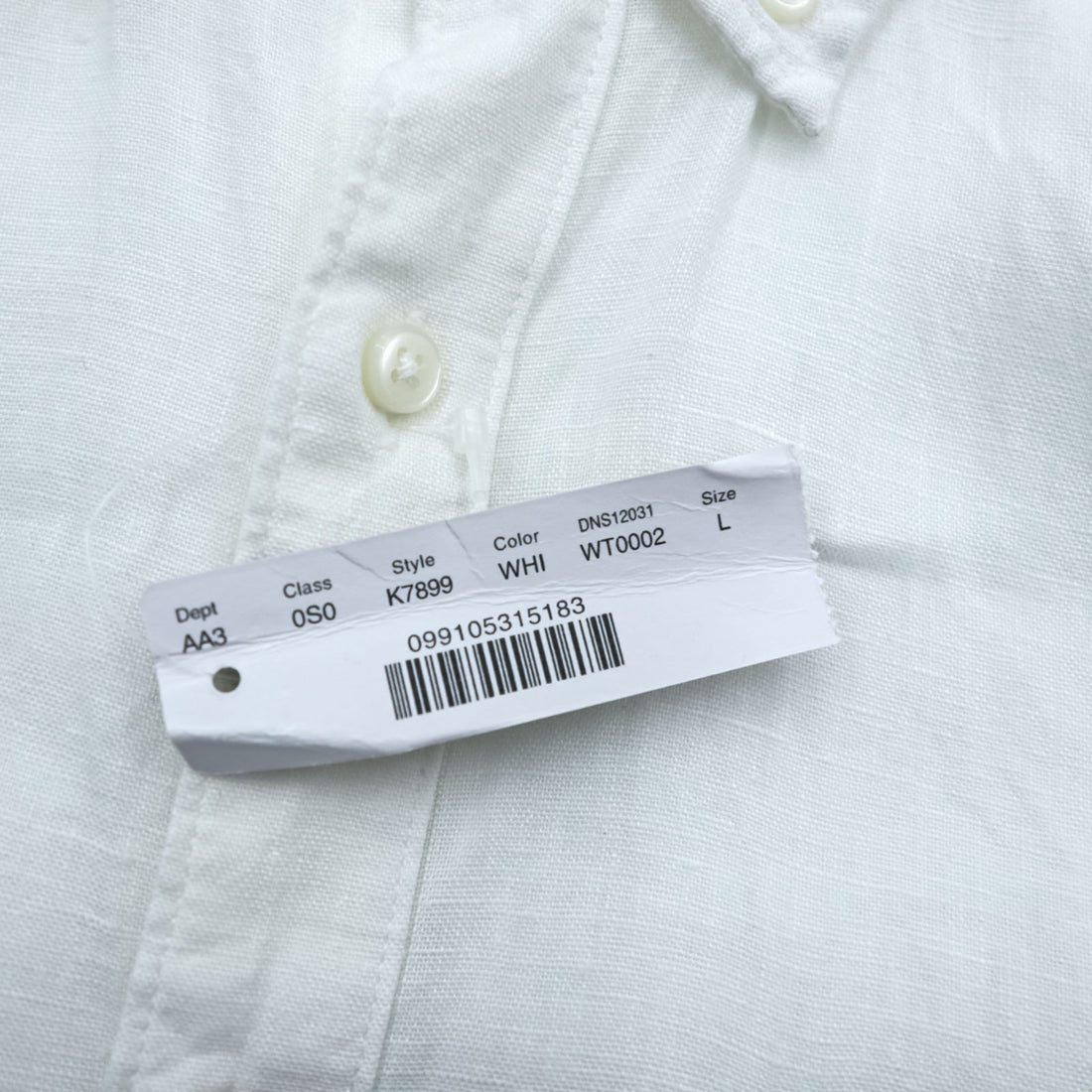 J.CREW リネンシャツ IRISH LINEN ボタンダウンシャツ L ホワイト 麻 100% 胸ポケット SLIM FIT 未使用品 K7899