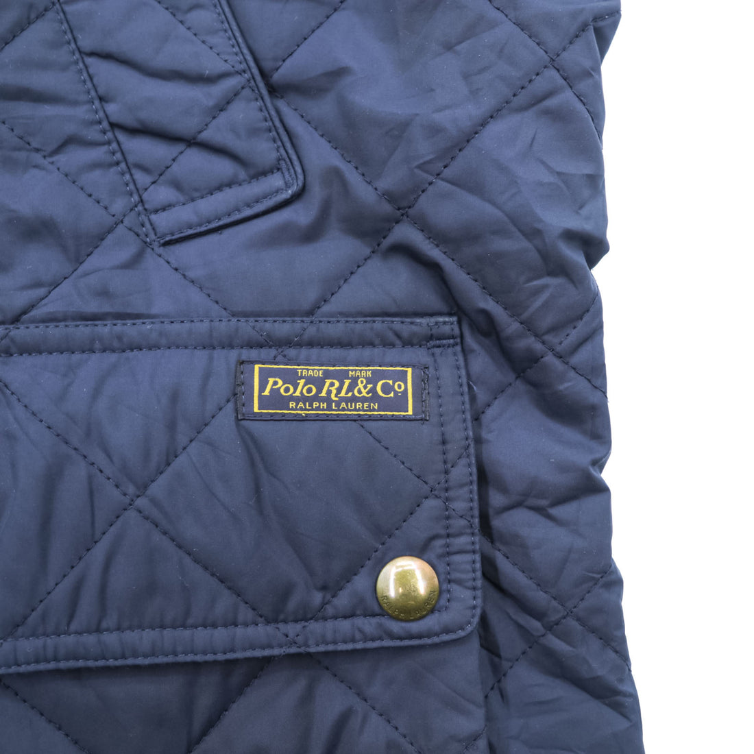 Polo Ralph Lauren キルティングベスト L ネイビー 中綿 TALONジップ 裏地タータンチェック チンストラップ