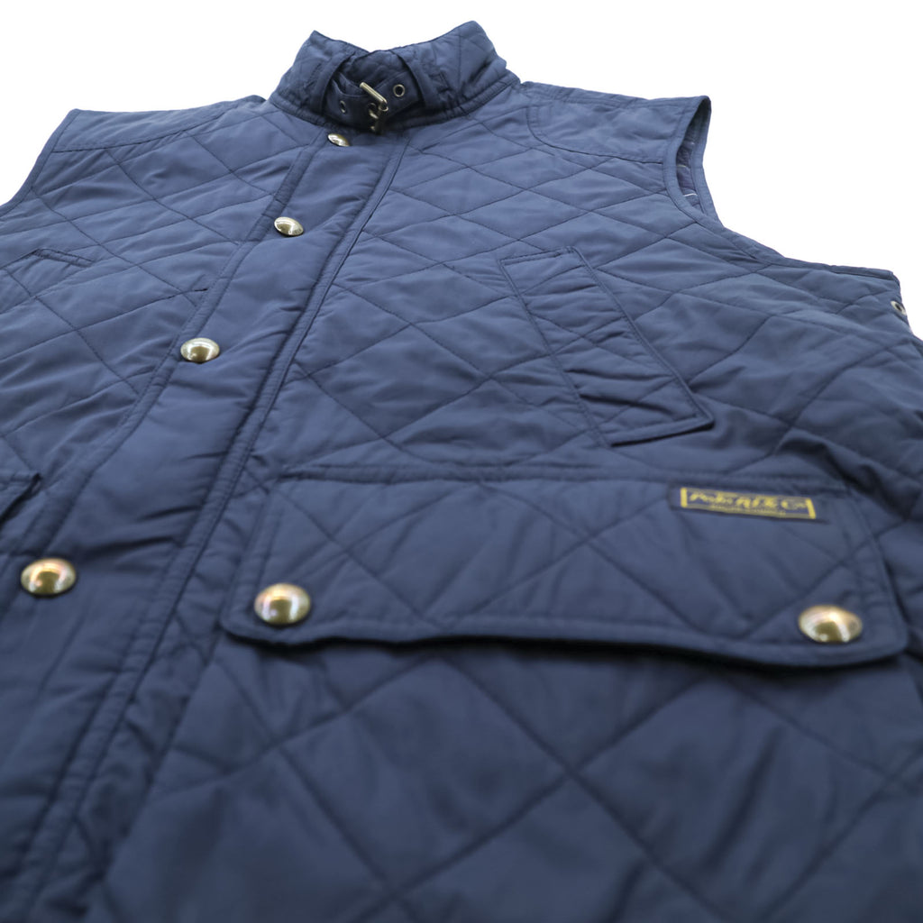 Polo Ralph Lauren キルティングベスト L ネイビー 中綿 TALONジップ 裏地タータンチェック チンストラップ