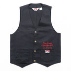 BEN DAVIS USA Made Work Vest, Size S, Black, Snap Button, Chain Stitch, Embroidered Logo