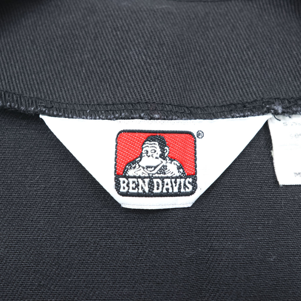 BEN DAVIS USA Made Work Vest, Size S, Black, Snap Button, Chain Stitch, Embroidered Logo