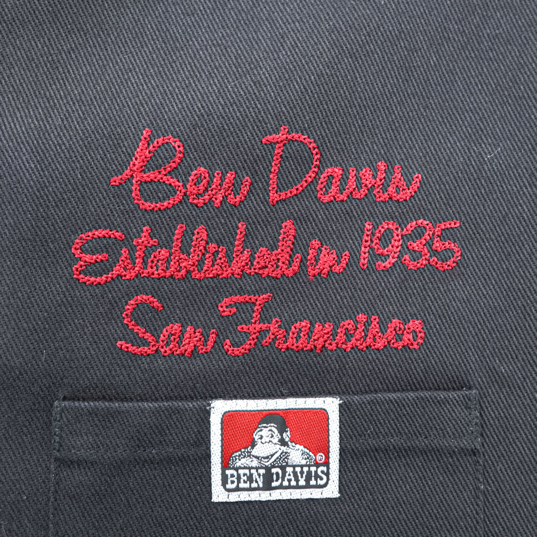 BEN DAVIS USA Made Work Vest, Size S, Black, Snap Button, Chain Stitch, Embroidered Logo