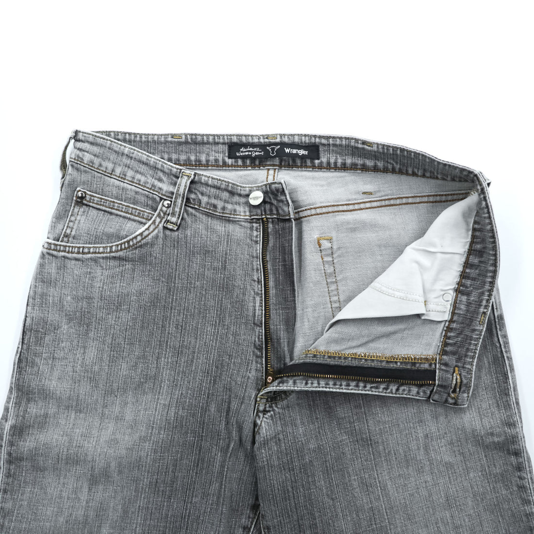 Wrangler ストレート デニムパンツ ジーンズ L グレー フェード ストレッチ W0433