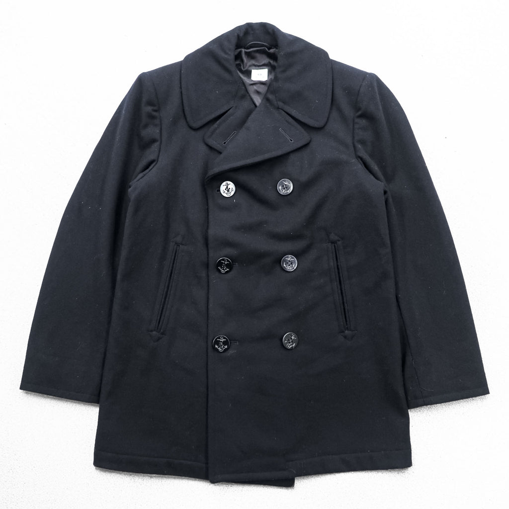 VINTAGE 90s US NAVY US Army Pea Coat L Black STERLINGWEAR OF BOSTON INC 8405-01-154-5789