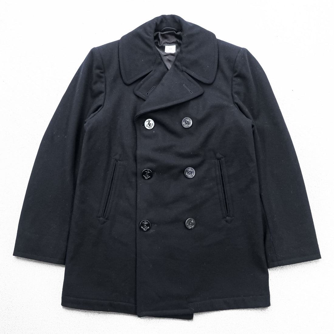 US NAVY 90年代 ヴィンテージ 米軍 ダブルブレスト ピーコート L ブラック メルトン ウール STERLINGWEAR OF BOSTON INC 8405-01-154-5789