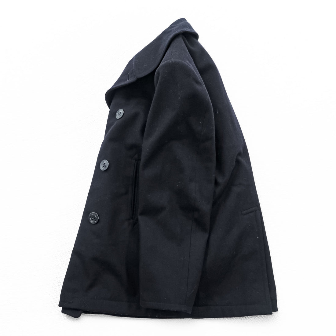 VINTAGE 90s US NAVY US Army Pea Coat L Black STERLINGWEAR OF BOSTON INC 8405-01-154-5789
