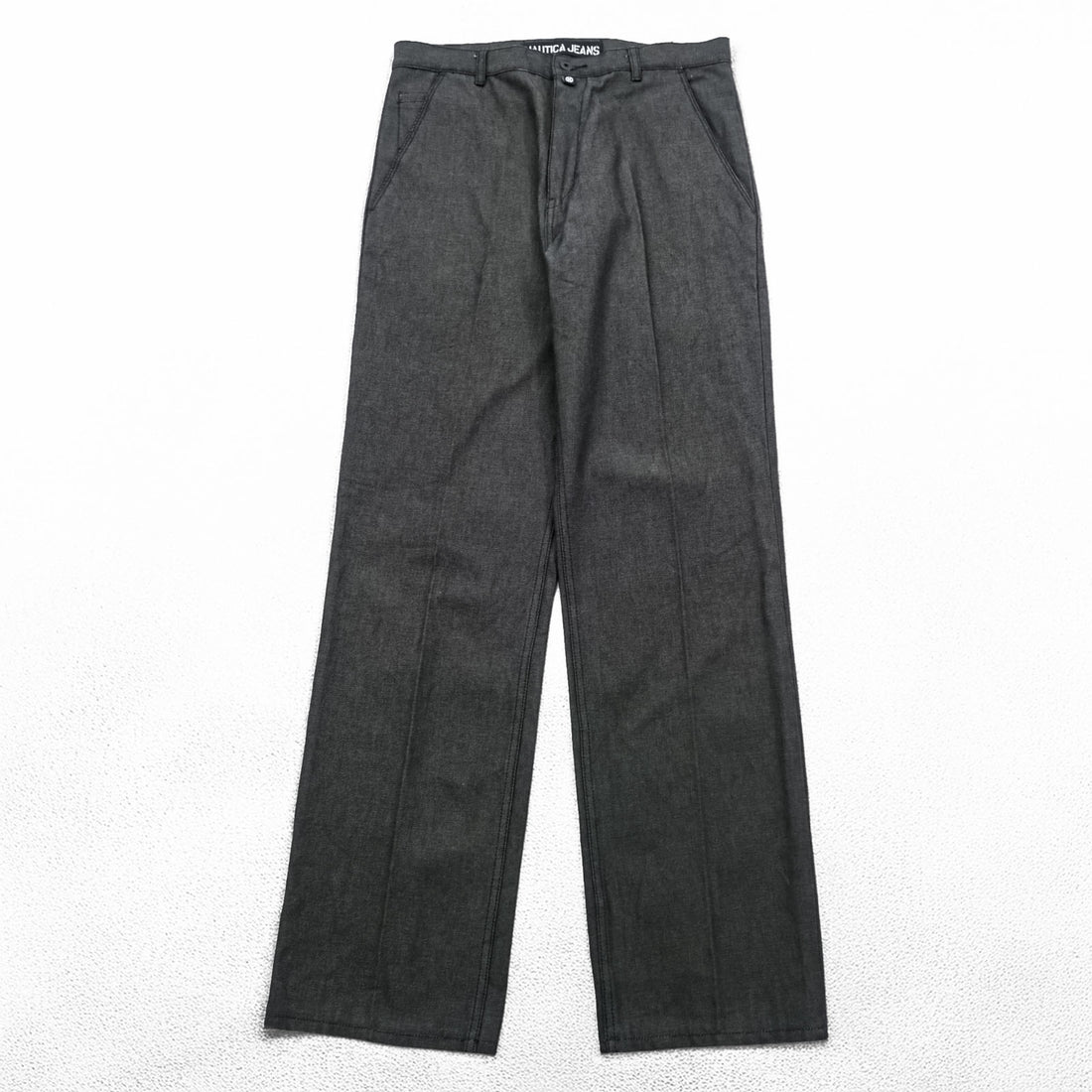 NAUTICA JEANS 90年代 リジッドデニム スラックス パンツ トラウザーズ L グレー センタープレス