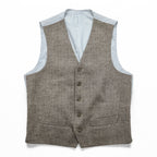 Loro Piana Italian Made Herringbone Waistcoat Vest S Brown, White EIDOS NAPOLI