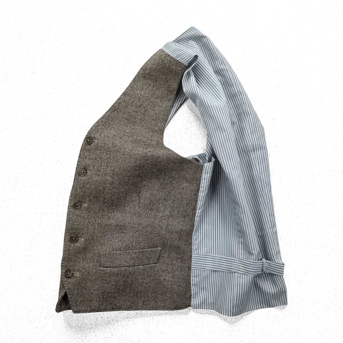 Loro Piana Italian Made Herringbone Waistcoat Vest S Brown, White EIDOS NAPOLI