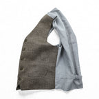 Loro Piana Italian Made Herringbone Waistcoat Vest S Brown, White EIDOS NAPOLI