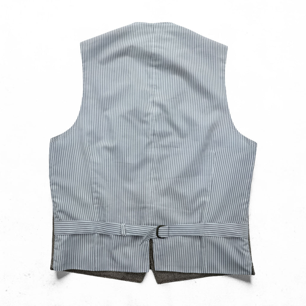 Loro Piana Italian Made Herringbone Waistcoat Vest S Brown, White EIDOS NAPOLI