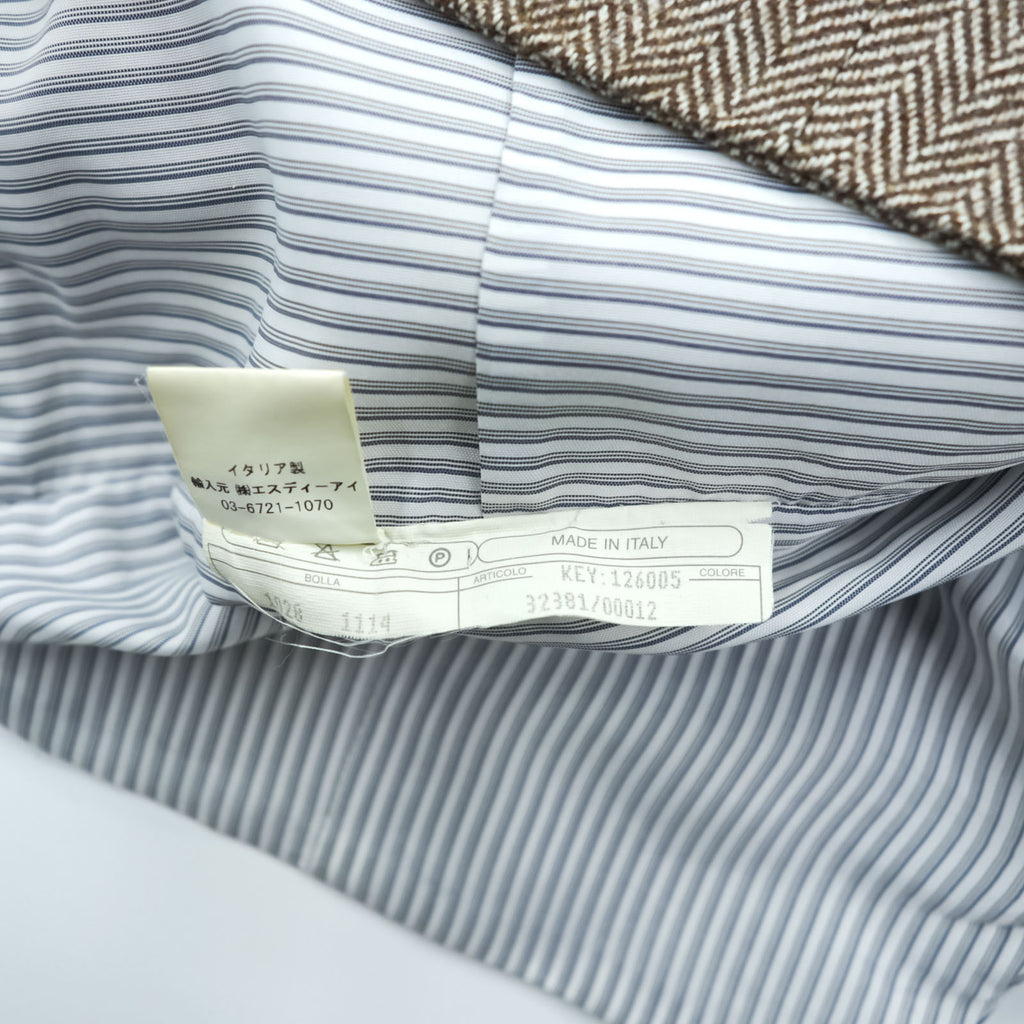 Loro Piana Italian Made Herringbone Waistcoat Vest S Brown, White EIDOS NAPOLI