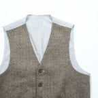 Loro Piana Italian Made Herringbone Waistcoat Vest S Brown, White EIDOS NAPOLI