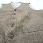Loro Piana Italian Made Herringbone Waistcoat Vest S Brown, White EIDOS NAPOLI