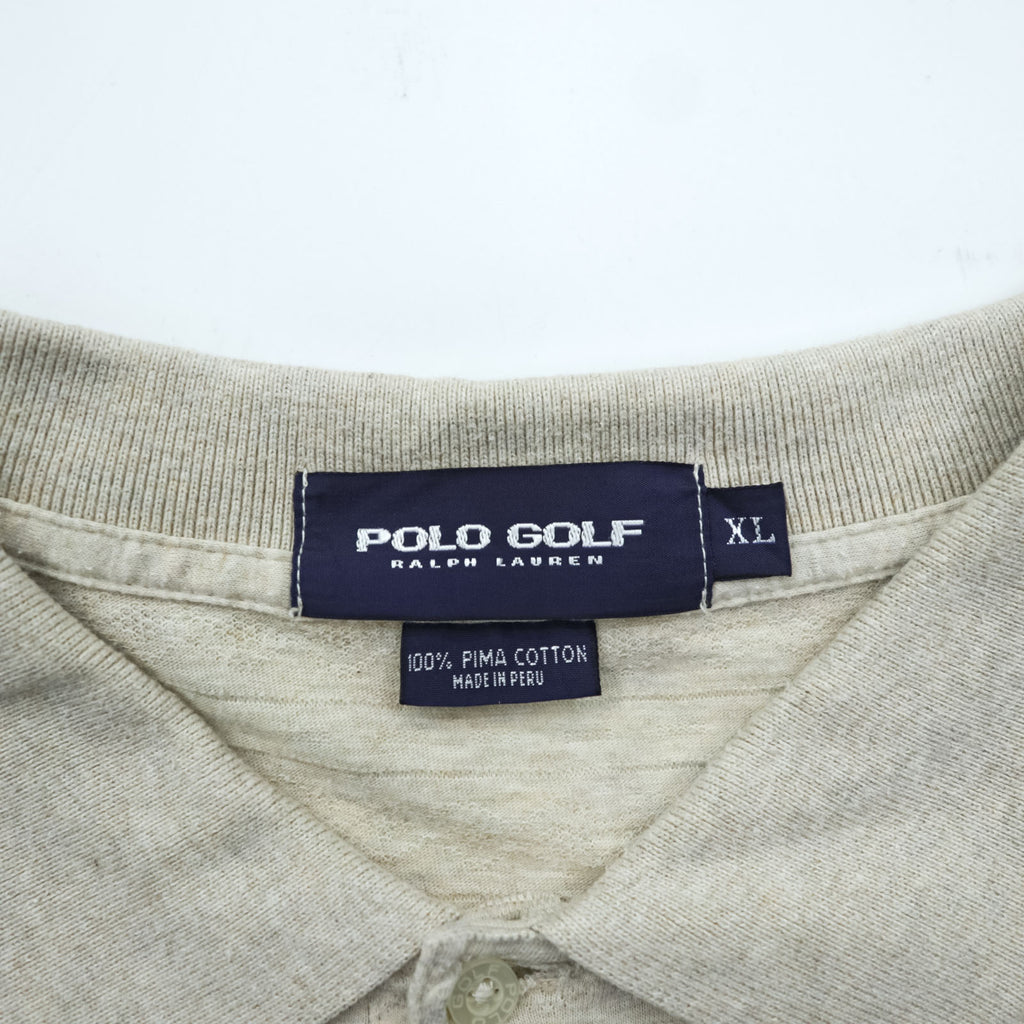 Polo Ralph Lauren 90s Rugby Shirt, Size XL, Beige, Made in Peru, Pima Cotton
