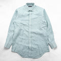 BURBERRY 90s Japan Made Round Collar Shirt M Green/White Checked One-Point Logo Round Neck