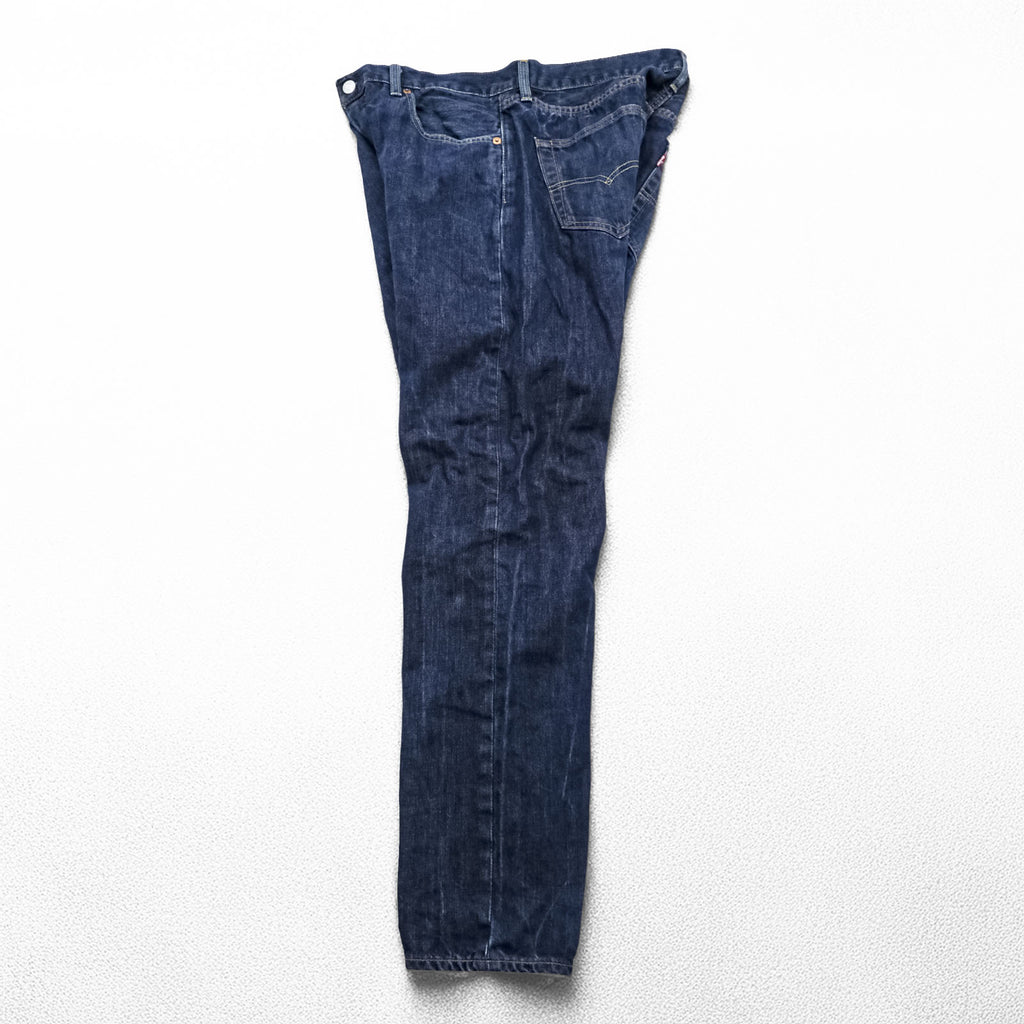 Levi Strauss 501 Big E Denim Pants Jeans, Size L, Dark Blue, Leather Patch, Button Fly, 00501-0162