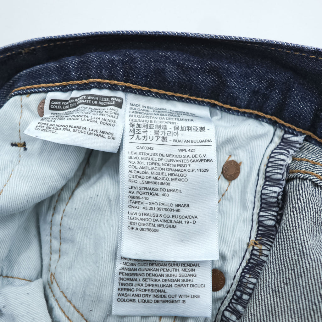 Levi Strauss 501 Big E Denim Pants Jeans, Size L, Dark Blue, Leather Patch, Button Fly, 00501-0162