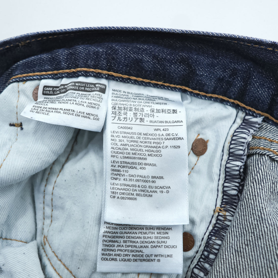 Levi Strauss 501 Big E Denim Pants Jeans, Size L, Dark Blue, Leather Patch, Button Fly, 00501-0162