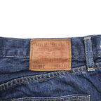 Levi Strauss 501 Big E Denim Pants Jeans, Size L, Dark Blue, Leather Patch, Button Fly, 00501-0162