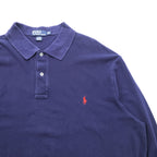 Polo Ralph Lauren 90年代 長袖ポロシャツ ラガーシャツ 2XL ネイビー 鹿の子 スモールポニー刺繍