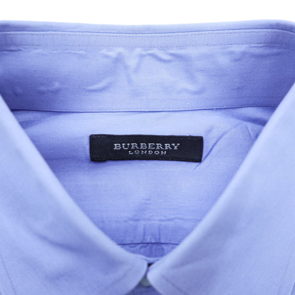 BURBERRY LONDON ボタンダウン 長袖シャツ M ブルー ワンポイントロゴ 胸ポケット