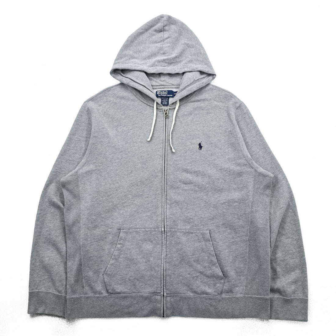 Polo Ralph Lauren 90s Reverse Weave Zip Up Hoodie XL~ Gray with Small Pony Embroidery