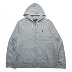 Polo Ralph Lauren 90s Reverse Weave Zip Up Hoodie XL~ Gray with Small Pony Embroidery