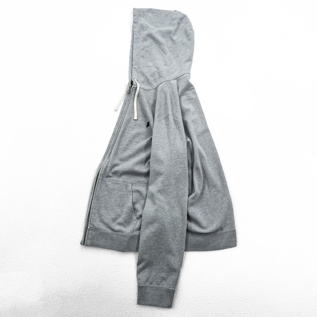 Polo Ralph Lauren 90s Reverse Weave Zip Up Hoodie XL~ Gray with Small Pony Embroidery