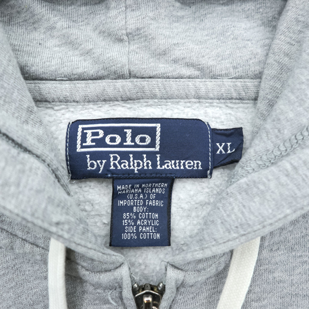 Polo Ralph Lauren 90s Reverse Weave Zip Up Hoodie XL~ Gray with Small Pony Embroidery