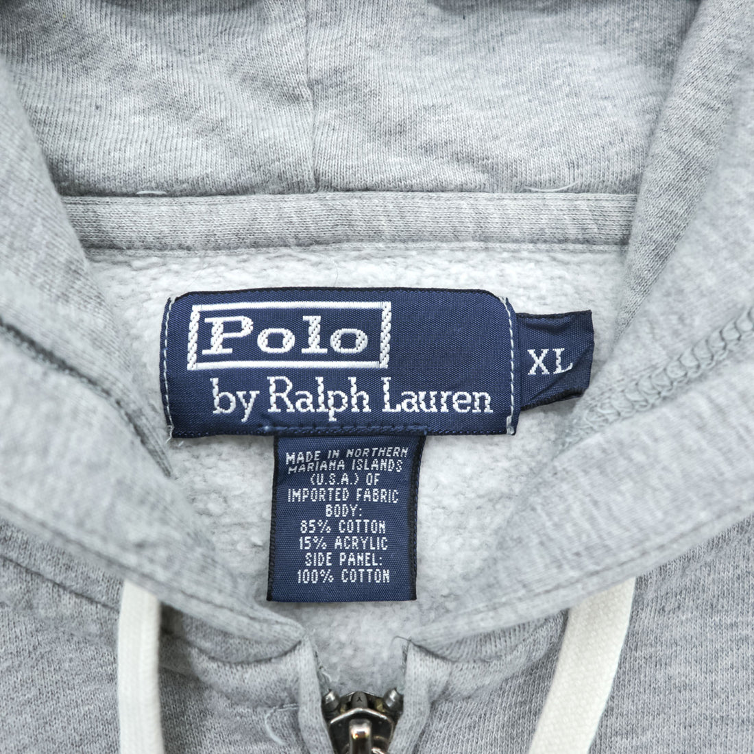 Polo Ralph Lauren 90s Reverse Weave Zip Up Hoodie XL~ Gray with Small Pony Embroidery