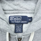 Polo Ralph Lauren 90s Reverse Weave Zip Up Hoodie XL~ Gray with Small Pony Embroidery