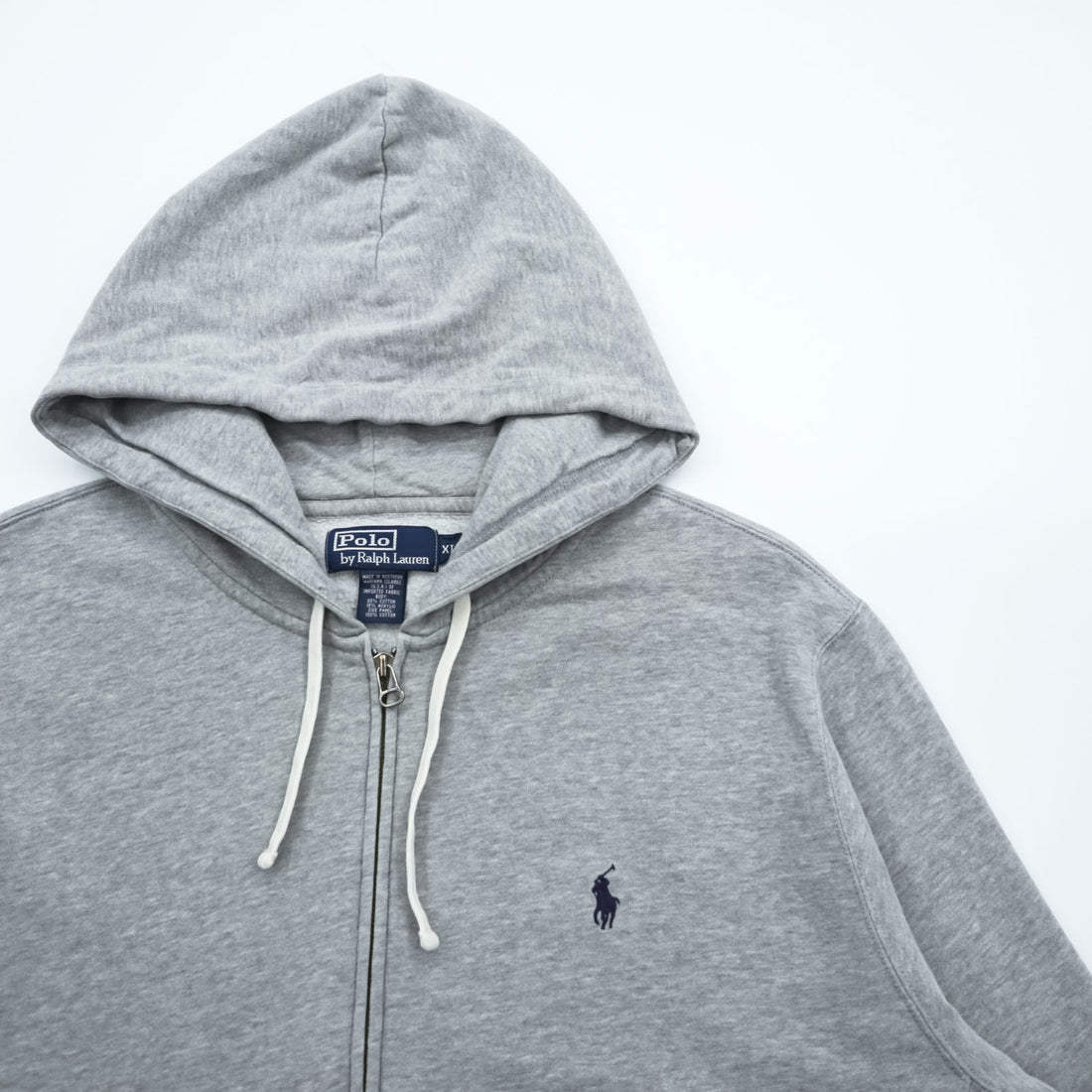 Polo Ralph Lauren 90s Reverse Weave Zip Up Hoodie XL~ Gray with Small Pony Embroidery