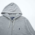 Polo Ralph Lauren 90s Reverse Weave Zip Up Hoodie XL~ Gray with Small Pony Embroidery