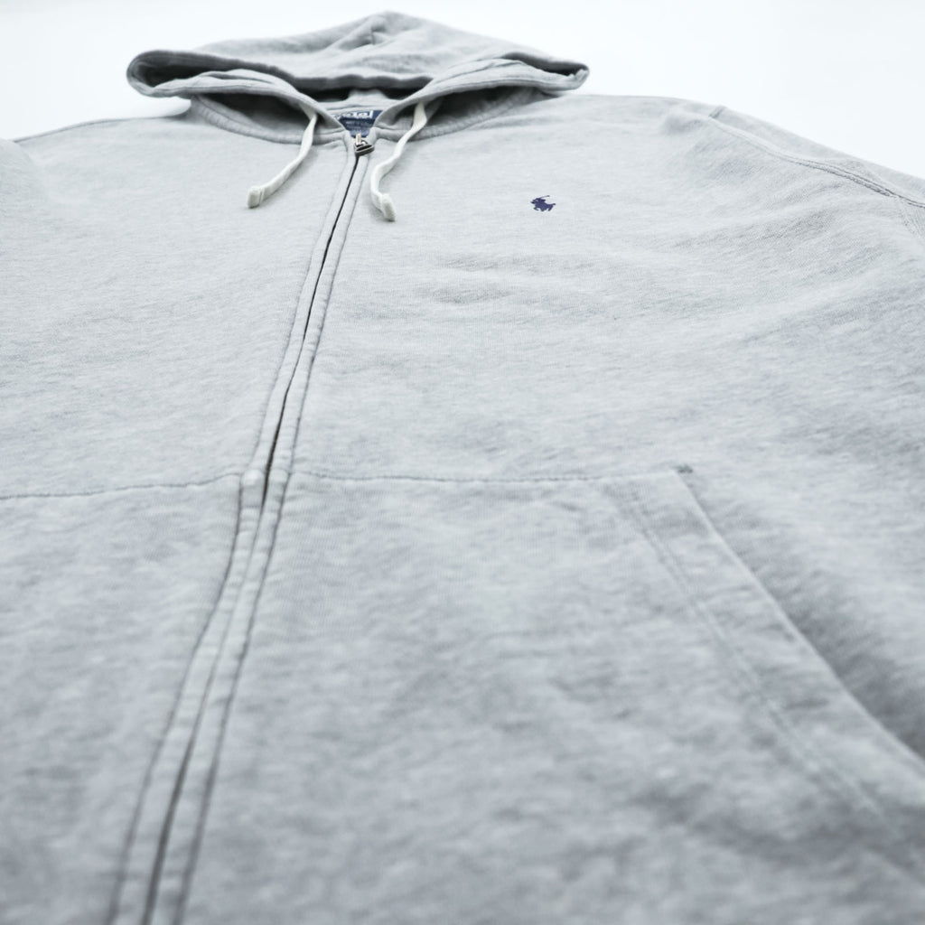 Polo Ralph Lauren 90s Reverse Weave Zip Up Hoodie XL~ Gray with Small Pony Embroidery