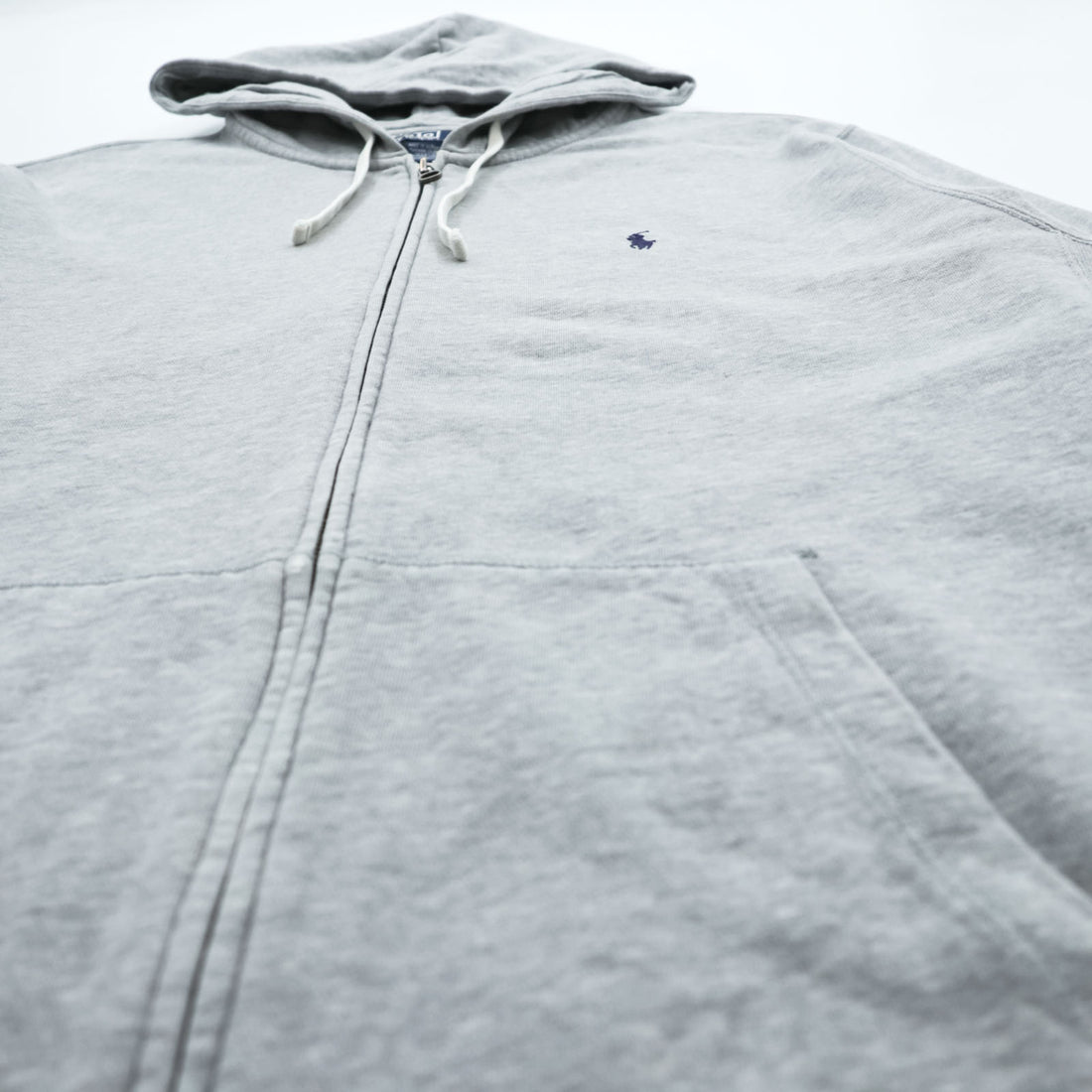 Polo Ralph Lauren 90s Reverse Weave Zip Up Hoodie XL~ Gray with Small Pony Embroidery