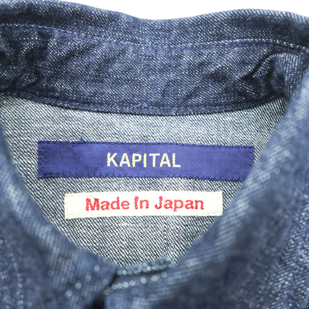 KAPITAL 日本製 リジッドデニム シャツワンピース XS インディゴ ブルー 濃紺