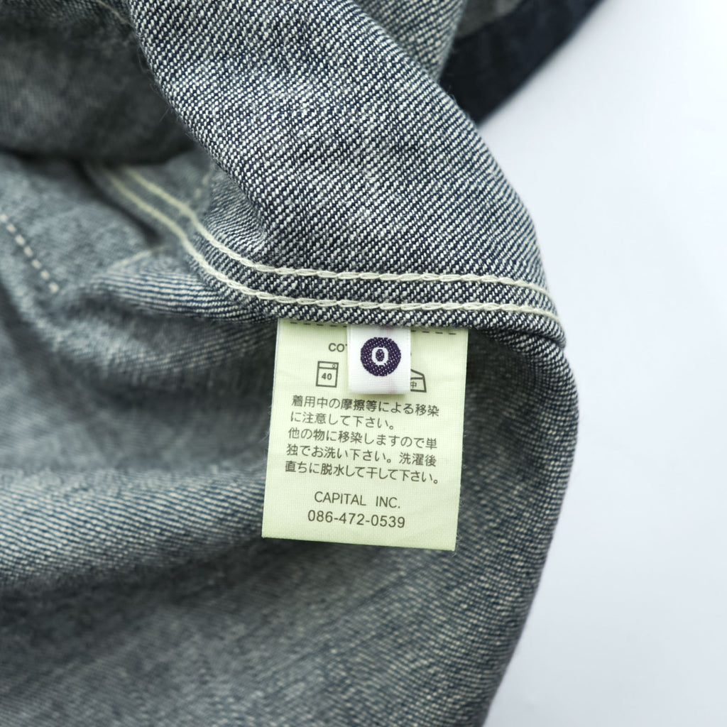 KAPITAL 日本製 リジッドデニム シャツワンピース XS インディゴ ブルー 濃紺