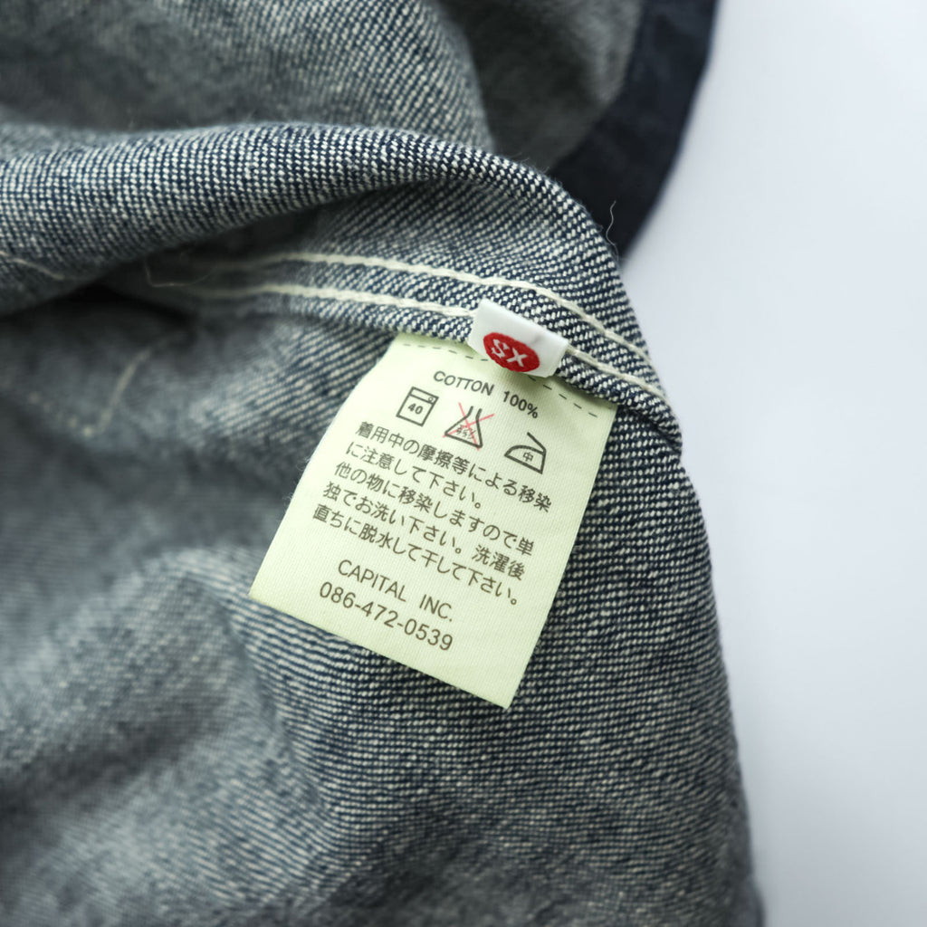 KAPITAL 日本製 リジッドデニム シャツワンピース XS インディゴ ブルー 濃紺