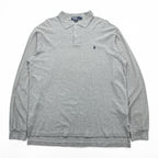 Polo Ralph Lauren 90年代 長袖ポロシャツ ラガーシャツ XL グレー 鹿の子 スモールポニー刺繍