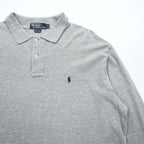 Polo Ralph Lauren 90年代 長袖ポロシャツ ラガーシャツ XL グレー 鹿の子 スモールポニー刺繍