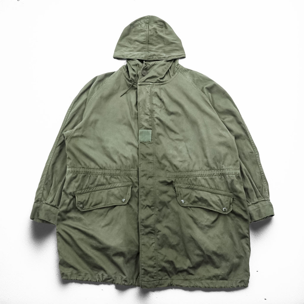 70s French Military Vintage M-64 Mod Parka Field Parka XL Drawstring AILEE Zipper Military