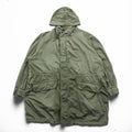 70s French Military Vintage M-64 Mod Parka Field Parka XL Drawstring AILEE Zipper Military