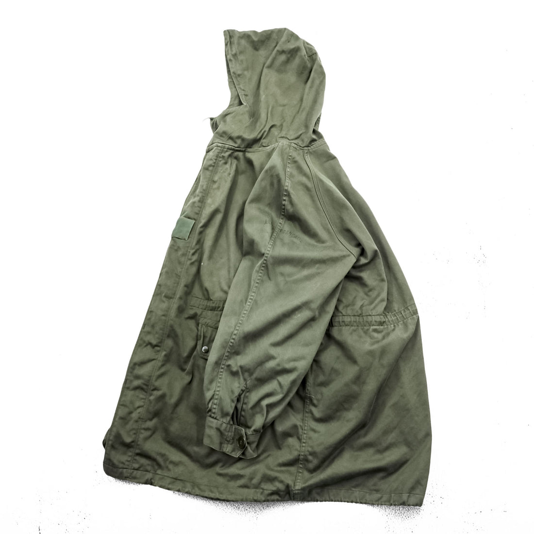 70s French Military Vintage M-64 Mod Parka Field Parka XL Drawstring AILEE Zipper Military