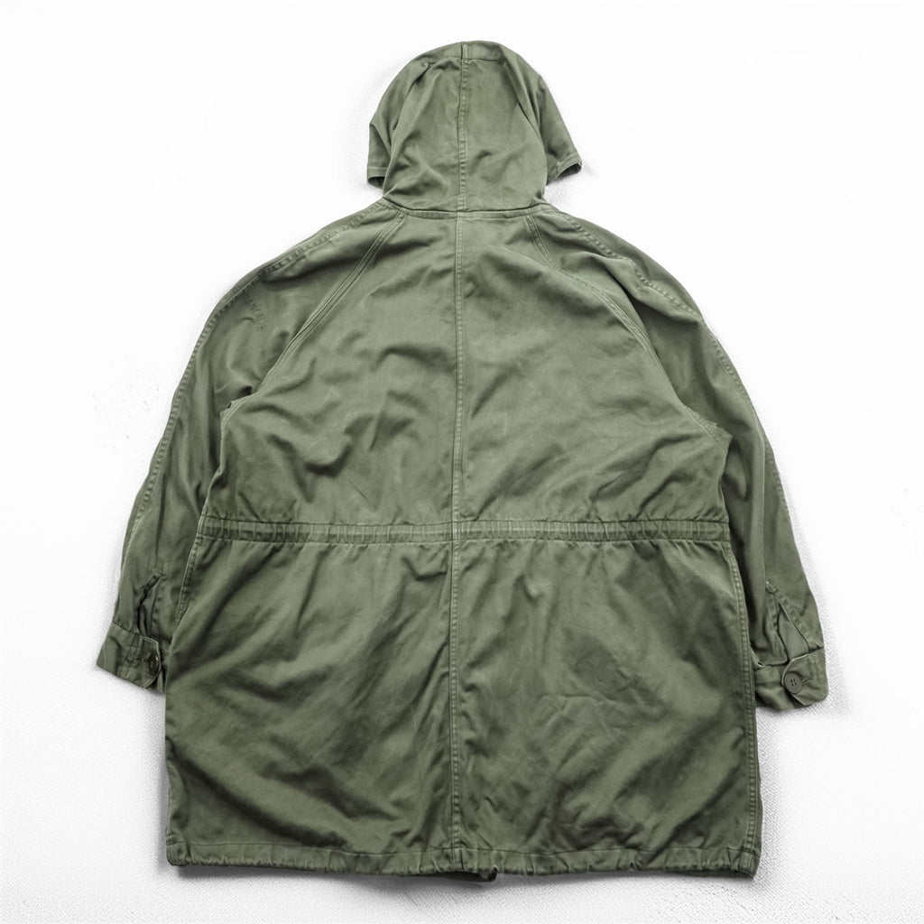 70s French Military Vintage M-64 Mod Parka Field Parka XL Drawstring AILEE Zipper Military