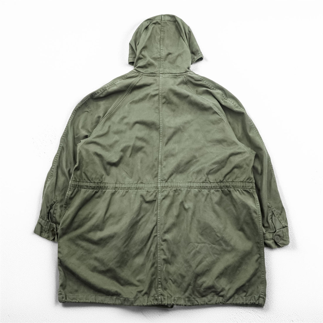 70s French Military Vintage M-64 Mod Parka Field Parka XL Drawstring AILEE Zipper Military