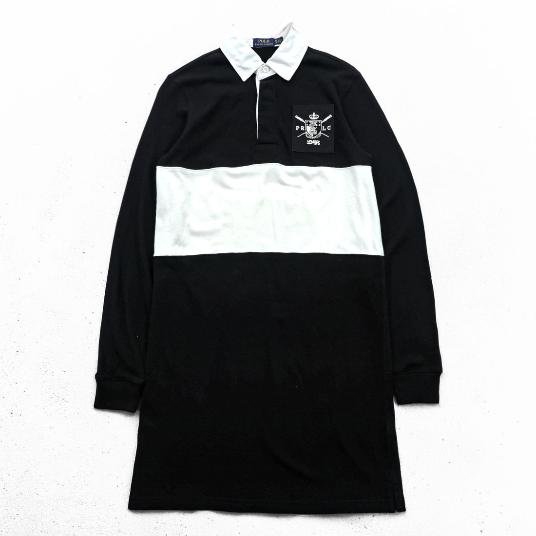 Polo Ralph Lauren ラガーシャツ ポロ ワンピース XS ブラック ホワイト ワッペン エンブレム