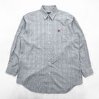 BURBERRY 90s Made in Japan Vintage Glen Plaid Long Sleeve Shirt M Gray Chest Pocket Embroidered One-point Logo