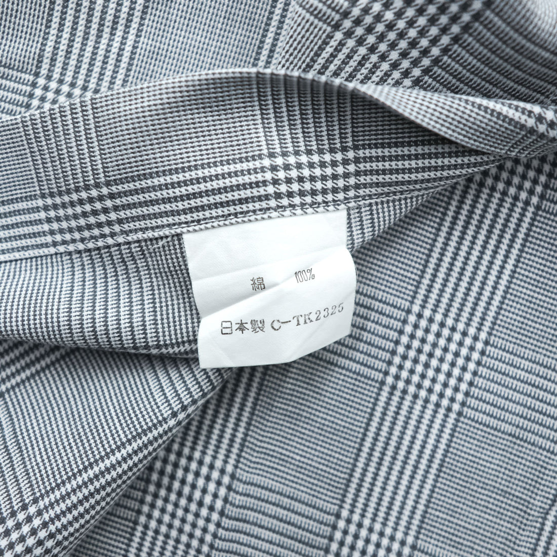 BURBERRY 90s Made in Japan Vintage Glen Plaid Long Sleeve Shirt M Gray Chest Pocket Embroidered One-point Logo